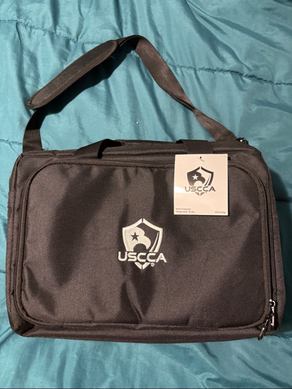 Black Men's Messenger Bag with Padded Shoulder Strap